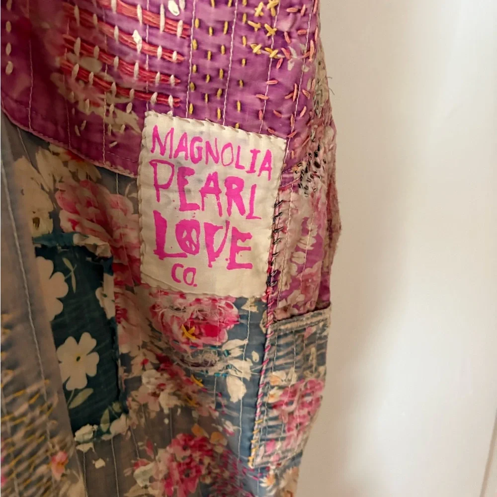 Magnolia Pearl Patchwork Overalls in Pink and Blue Gently worn. A must have!! - Picture 2 of 16